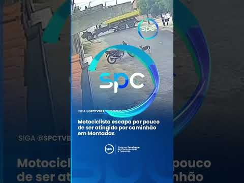 Câmera flagra colisão entre moto e caminhão em Montadas; motociclista escapa sem ferimentos graves