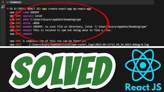 Npx create-react-app not working error in Visual Studio Code React JS 