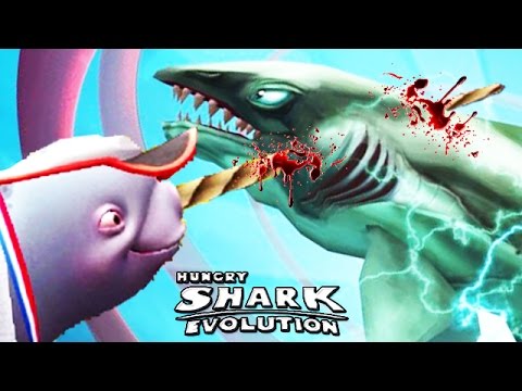 Hungry Shark Evolution - Natasha The Narwhal vs Enemy Electro Shark