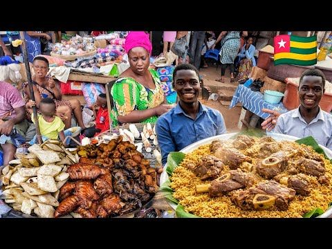 Beliebte afrikanische Straßentour in Lomé, Togo, Westafrika 🇹🇬. Köstliche afrikanische Streetfood...