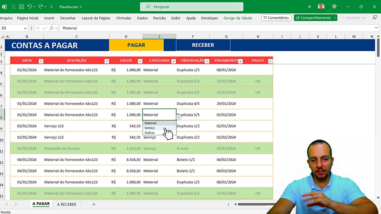 Como fazer Planilha de Contas a Pagar Receber | Controle de Vencimentos Download Grátis
