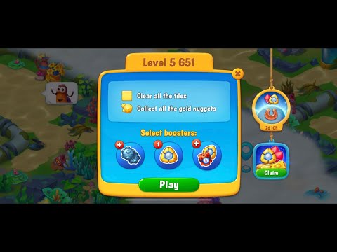 Fishdom mobile game , level 5651 collect all the gold nuggets