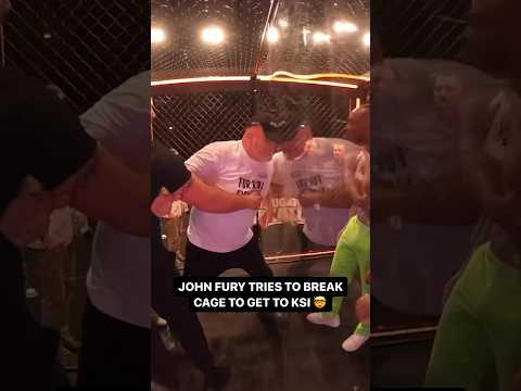 John Fury tries to BREAK cage to get to KSI! 🤯 #misfitsboxing #boxing #fury