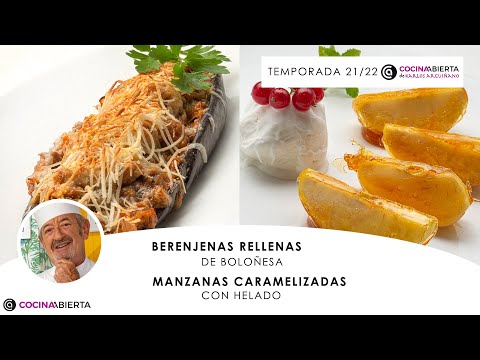 BERENJENAS RELLENAS de boloñesa 🍆 Manzanas caramelizadas 🍏🍽️ Cocina Abierta de Karlos Arguiñano