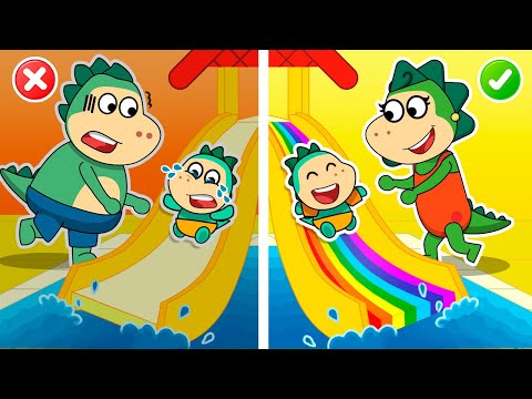 🏖 Learn Safety Tips in Swimming Pool 💦 with kid Dragons | Funny Stories for Kids by Fire Spike