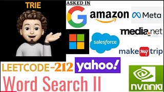 YouTube video 'Word Search II | Leetcode 212 | Detailed | codestorywithMIK'