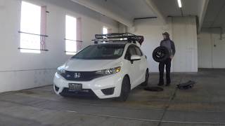 HONDA FIT/JAZZ - GK5 - Securing Spare Tire to Thule Canyon Cargo Basket for $3 #HondaFit4Adventure
