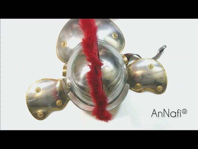Vídeo relacionado con Casco medieval de soldado centurión romano con réplica medieval de disfraz de Halloween con soporte