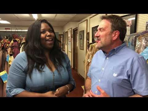 Michelle Johnson and Frank Murphy behind the scenes of Knoxville Opera’s Aida