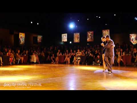  Roberto Herrera  and  Laura Legazcue  are  dancing  to  a  milonga  at  Sakura Tango Festival  in  2014
