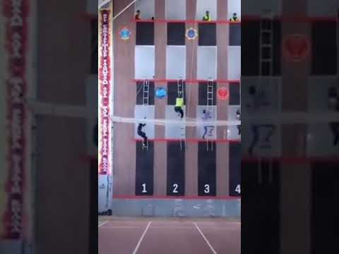 Firefighters ladder scaling building competition #shorts #firefighter #satisfying #training #skills