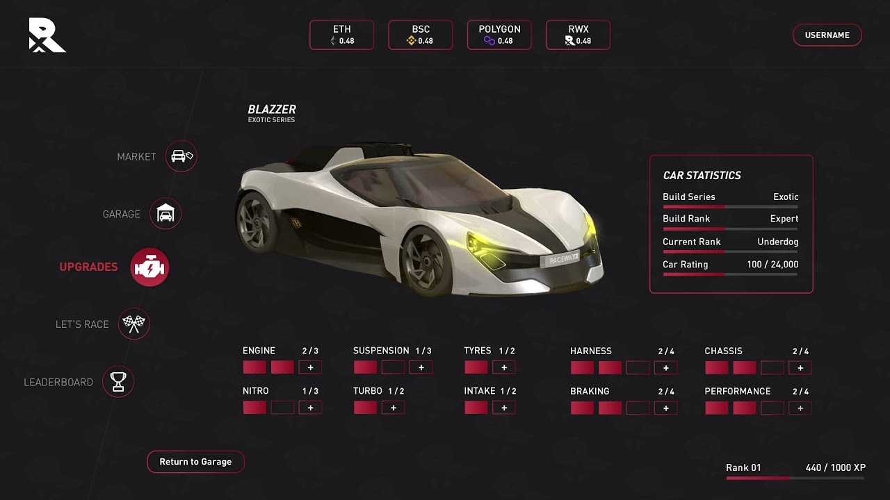 UI UX flow for RacewayX Games