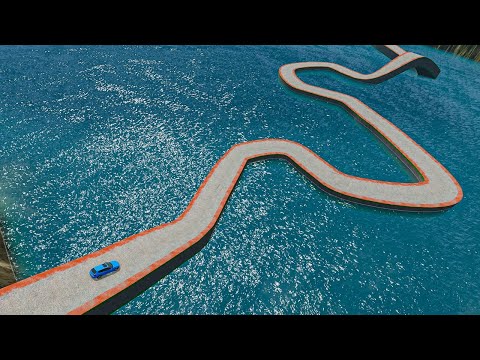 Impossible Weird Wave Bridge Crossing Cars Vs Deep Water Stunt - BeamNG.Drive