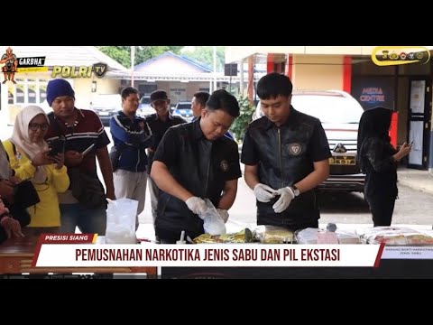 POLRES BANYUASIN PEMUSNAHAN NARKOTIKA JENIS SABU DAN PIL EKSTASI