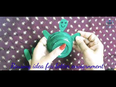 कासव आईस्क्रीम कप पुनर्वापर reuse of ice creamcup into Tortoise craft diy #bestofwaste @spruhaindu