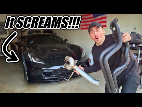Installing LONG TUBE HEADERS and EXHAUST On My Z06 Corvette! ITS SO LOUD!!!