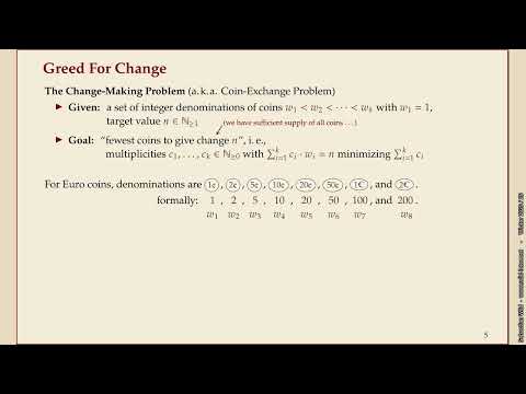 Effiziente Algorithmen (Winter 2025-26) 11-2 The Change-Making Problem