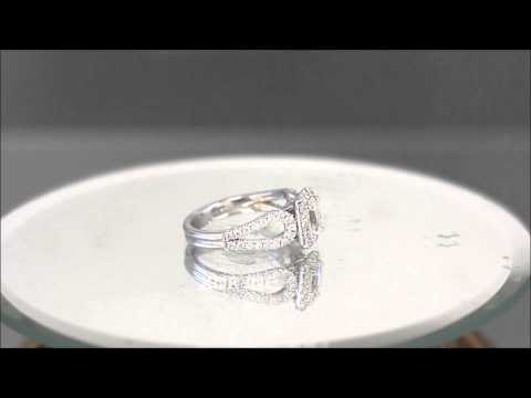 14K WHITE GOLD EMERALD CUT DIAMOND ENGAGEMENT RING HALO DECO 1.70CT H-VS2 EGL US  - KNR INC - 753 1