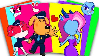 [PaperDIY] SHERIFF LABRADOR Falls Under ANTEL’s Charm 😳💞 PAPILLON Shocked! | Sticker Book DIY
