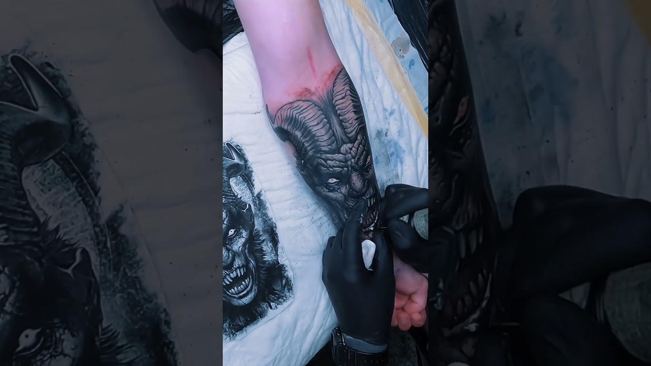 ✖️cool demon tattoo, l really like to make such sketches, it always looks very brutal / 616✖️