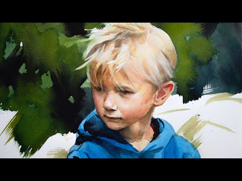 Watercolor Portrait Painting of a Boy with Jackman's Paints