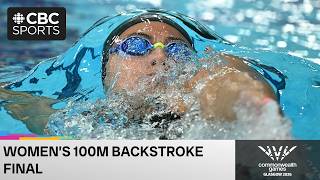 Women's 100m backstroke final featuring Kylie Masse at the Glasgow 2026 Commonwealth Games