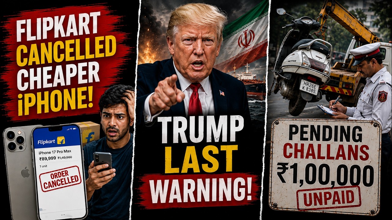 Flipkart Cancelled Cheaper iPhone 😱 Trump Warns Iran Again, Vehicle Impounded Over Pending Challans