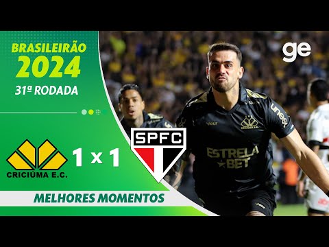 Gols e lances de Criciúma x São Paulo