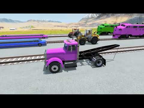 Long Cars vs Portal Trap Truck Rescue   Cars vs Rails and Trains   BeamNG Drive