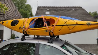 günstiger KAJAK AUTO DACHTRÄGER: MONTAGE KOMPLETT, Universalhalterung, PaddelBoot auf PKW laden TEST