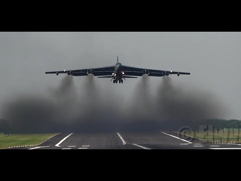 B-52 Stratofortress  US strategic bomber Take Off RAF Fairford England  USAF