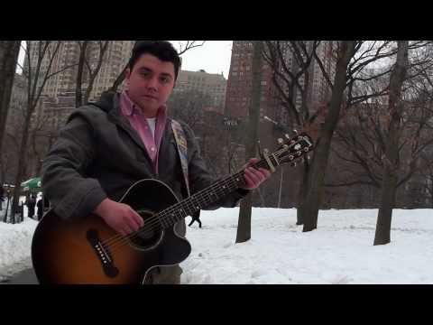 Johnny Cooper sings Thank You acoustic in central park NYC