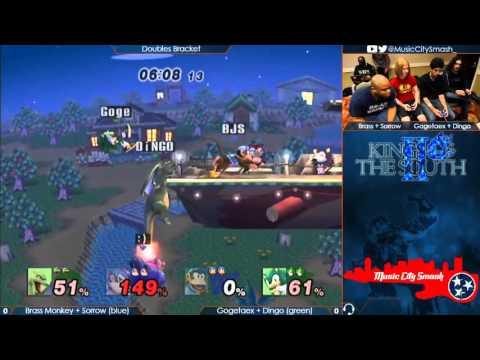 KotS2 -  Brass Monkey + Sorrow (blue) vs  Gogetaex + Dingo (green) - Project M Doubles