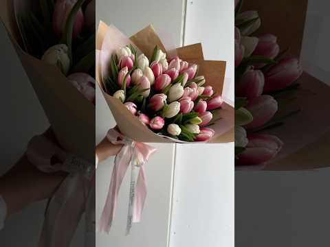 EASY✨How to wrap flowers/ tulips in craft/ brown paper for Valentine’s Day FLOWER WRAPPING TUTORIAL