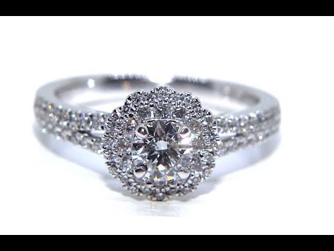 18ct White Gold Round Double Halo Diamond Engagement Ring 0.81ct