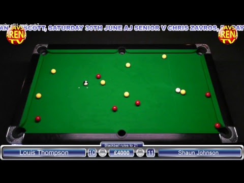 Louis Thompson v Shaun Johnson, Blackball rules, race to 21, £4k pot