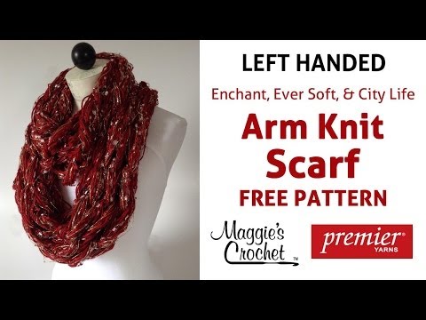 Arm Knit Cowl Scarf with Enchant, City Life, Ever Soft Yarn - Left Handed