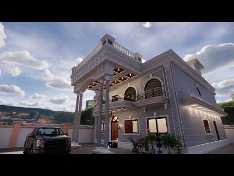 370 yards Spanish  house Design DAY and Night | Visualization