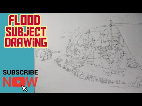 Easy flood subject drawing in watercolor part 1 Draw with Pranil
