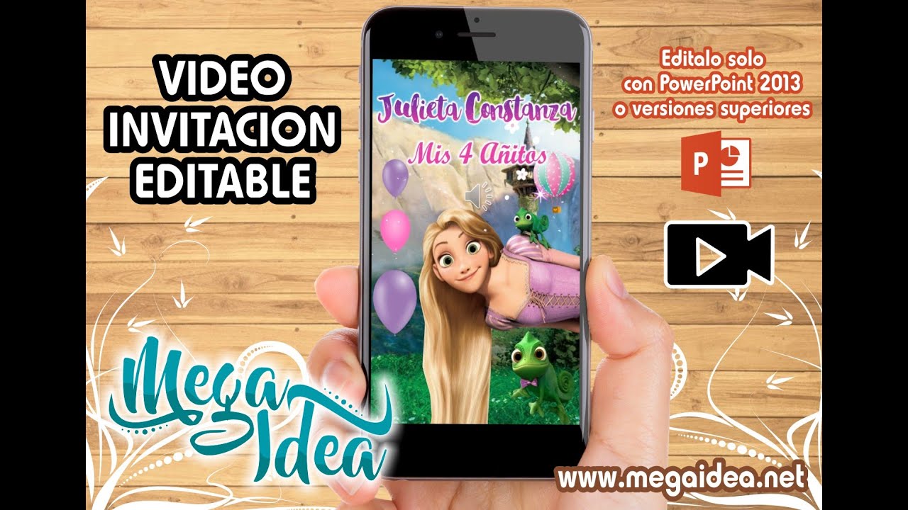 Video Invitación de Rapunzel en Powerpoint Editable