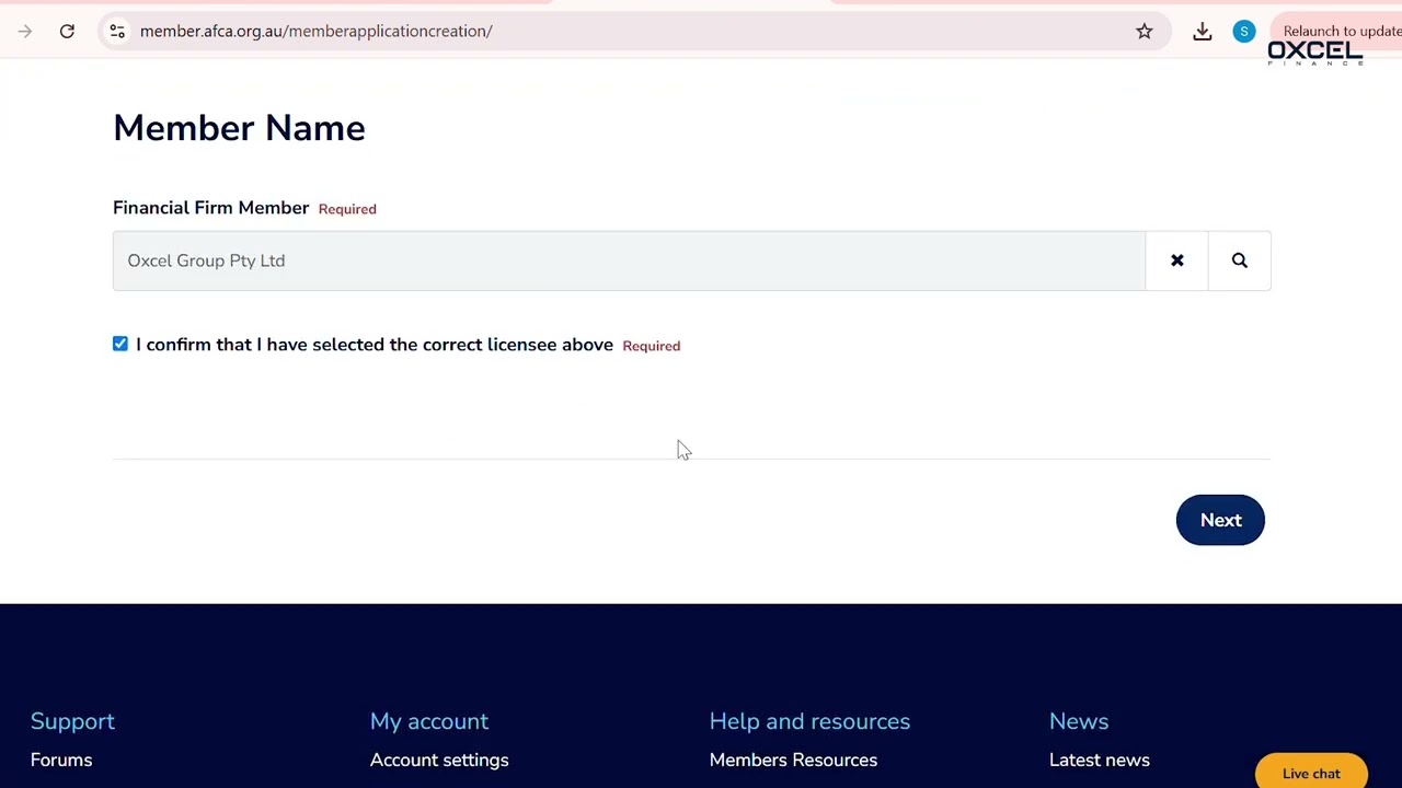 AFCA Membership Application Steps