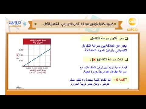 الثالث الثانوي | الفصل الدراسي الأول 1438 | كيمياء | كتابة قوانين سرعة التفاعل الكميائي