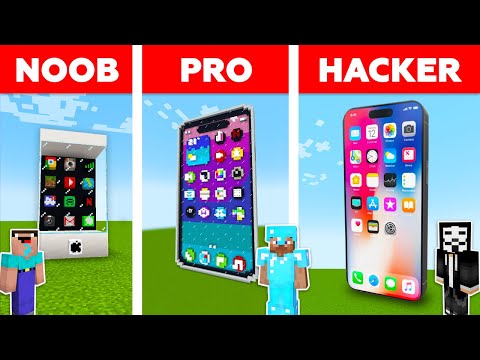 DanOMG - Minecraft WORKING IPHONE 15 PRO MAX HOUSE BUILD CHALLENGE - NOOB vs PRO vs HACKER