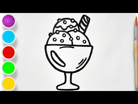 Ice cream drawing, Painting and colouring for beginners ll Easy drawing Tutorial