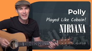 Video thumbnail of "How to play Polly by Nirvana, Acoustic Unplugged Beginner (Guitar Lesson BS-806)"