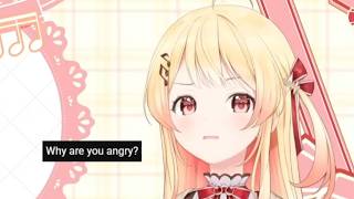Kanade eating with an Angry face
