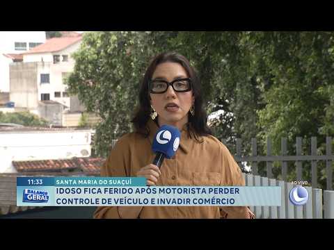 Acidente em Santa Maria do Suaçuí: Idoso fica ferido após carro invadir comércio.