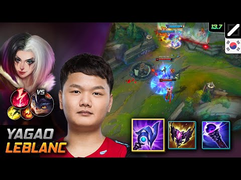 Yagao Mid LeBlanc Build Luden's Tempest Electrocute - Yagao LeBlanc Match Highlight - LOL KR 13.7