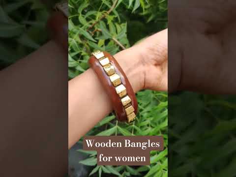 Brown polished wooden statement bangles for woman and girls.