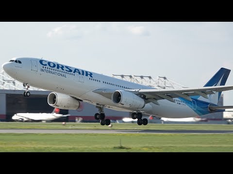 4K | Partidas de sábado à tarde/noite no Aeroporto de Montreal-Trudeau | CYUL/YUL | Pista 24L
